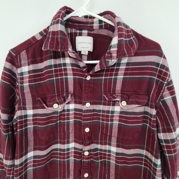 American Eagle Super Soft Women's Flannel Button Up Shirt Plaid Red Size M Fall - Picture 3 of 7